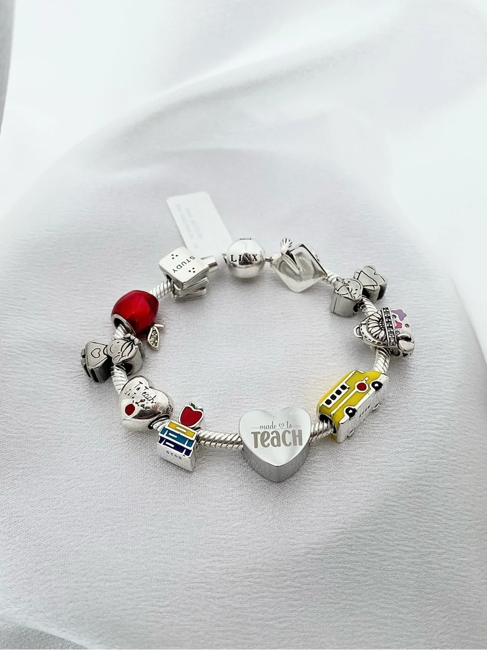 Linx Snake Chain Bracelet with Personalized Teacher Themed Charms